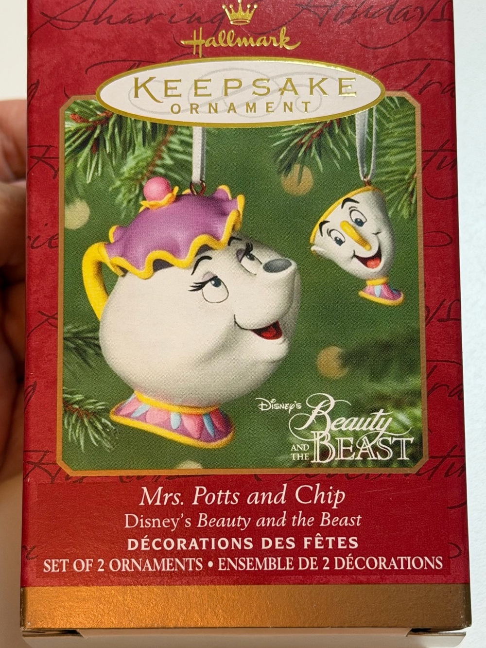 VTG 2001 Hallmark Keepsake Ornament Disney's Beauty & The Beast Mrs Pott & Chip